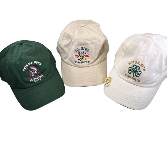 US Open Golf Hat Lot of 3 2017 Erin Hills 2018 Shinnecock 2006 Winged Foot Strap - Picture 2 of 13
